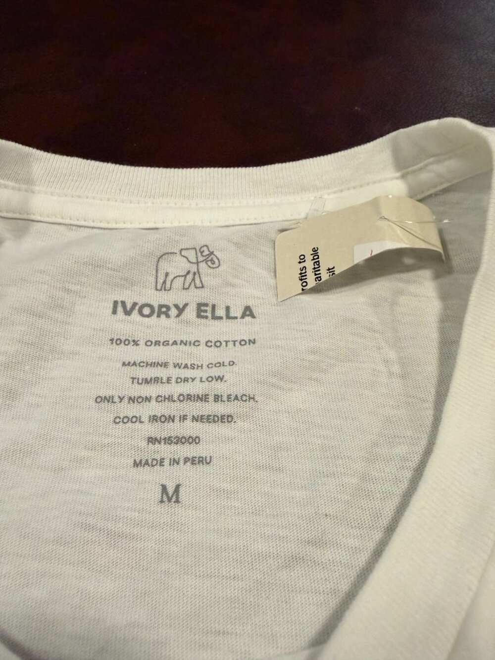 Ivory Ella white long sleeve valentine heart lollipop elephant tee NWOT size M - Picture 5 of 7